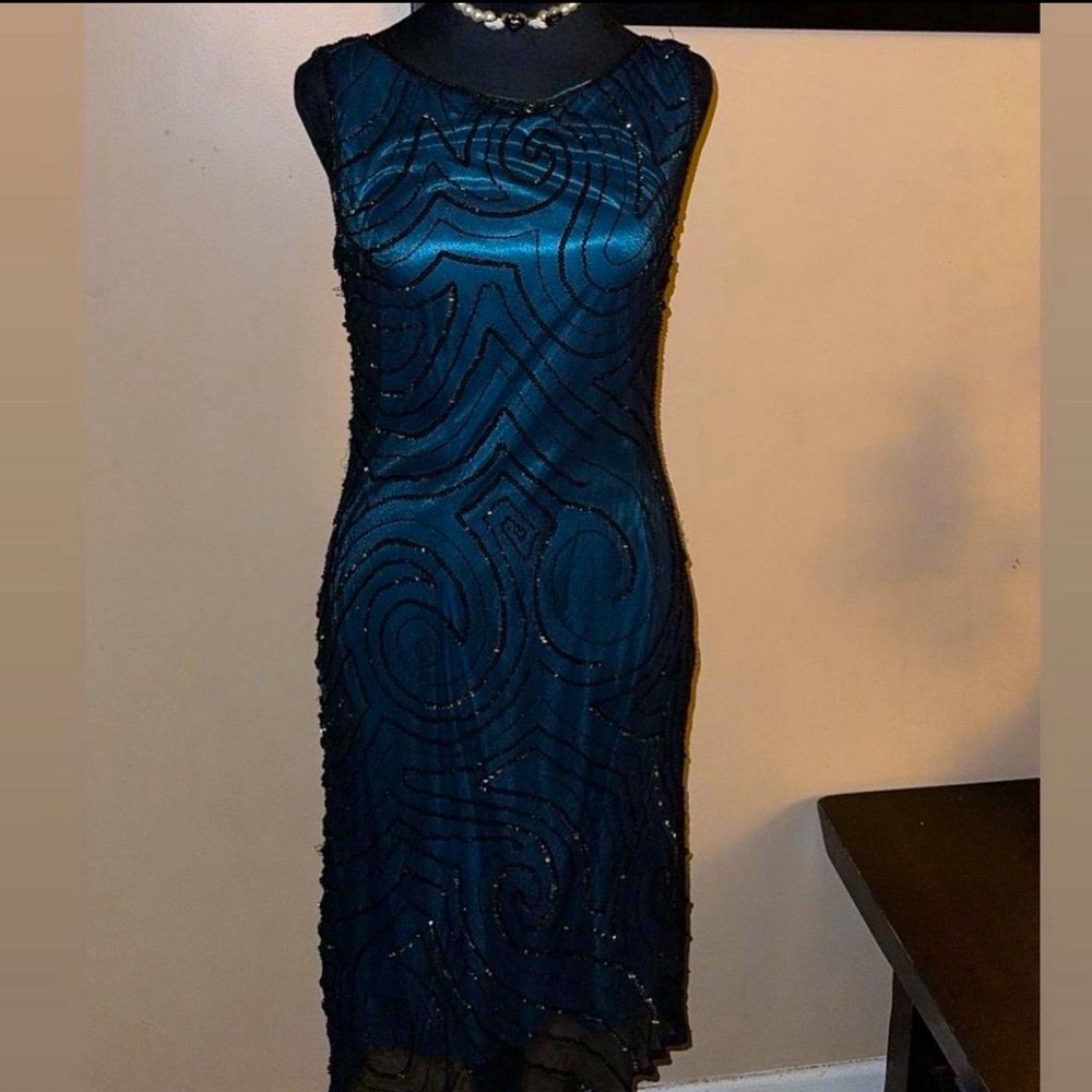 Vintage midnight blue embellished dress